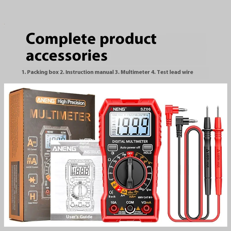 High-Precision Digital Multimeter: 600 AC/DC Voltage, Current, Resistance Tester